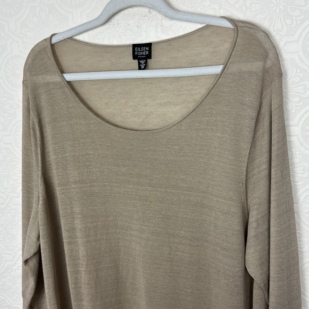 Eileen Fisher Linen Nylon Sheer Lightweight Breathable Tunic Shirt Long Sleeve - Picture 4 of 8
